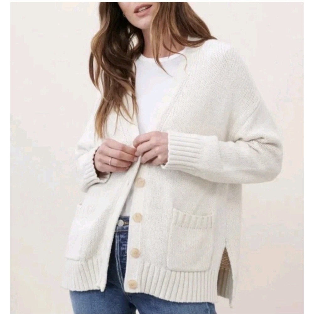 Jenni Kayne Cody Cardigan Sweater Womens Size XXL Ivory Cotton
